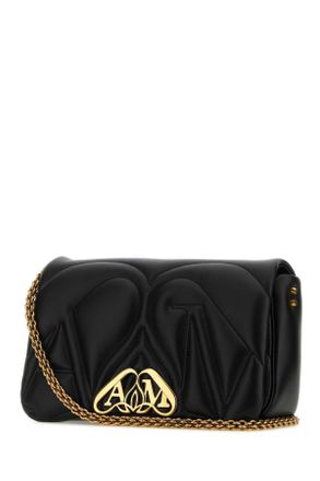 Alexander McQueen Womens Black Leather Small Seal Shoulder Bag Borse A Tracolla