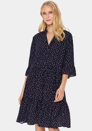 Saint Tropez Blusenkleid SAINT TROPEZ EdaSZ Dress, Damen, Gr. XXL, N-Gr, blau (baritone ice mini hearts), Web, Obermaterial: 100% Viskose, gemustert, knieumspielen