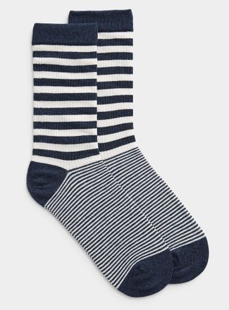 Simons Womens Striped ribbed socks