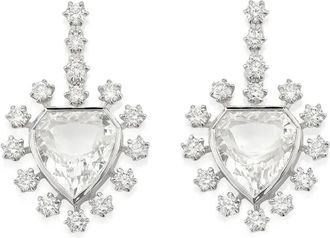 Robinson Pelham Orecchini Heart mini in oro giallo 14 carati con diamanti - Bianco