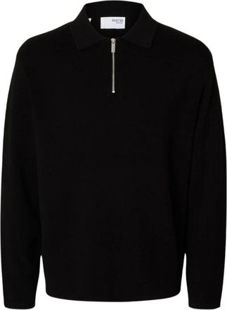 Selected Teller Half-Zip Polo - Heren - Polos - Zwart - M - Tops