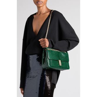Tom Ford Mia Semishiny Python Embossed Calfskin Shoulder Bag in Emerald Green at Nordstrom