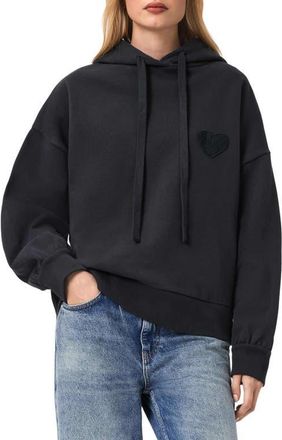 AllSaints Lover Eli Cotton Hoodie in Graphite Blue at Nordstrom, Size X-Small