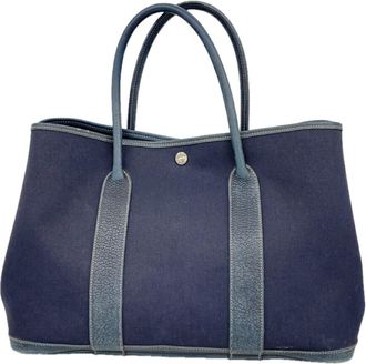 Herm&egrave;s Navy Toile Officier Tote Bag (Pre-Owned)
