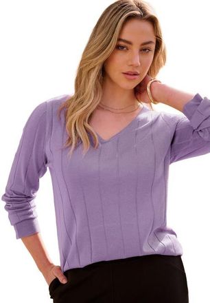 Roaman's Plus Size Drop Needle V Neck Lightweight Sweater Knit in Vintage Lavender at Nordstrom, Size Medium