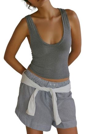 Free People Clean Slate Crop Tank in Heather Grey at Nordstrom, Size X-Small