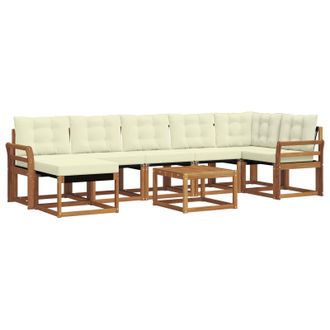 vidaXL Conjunto De Sof&aacute;s De Exterior Con Coj&iacute;n 8 Pcs Natural Y Crema Vidaxl