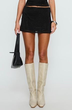 Princess Polly Janesa Beaded Miniskort in Black at Nordstrom, Size 12