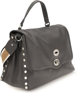 Zanellato Womens Medium Postina Daily Handbag Grey Vulcano Calf Leather Bos Taurus Handbags Hand Bags
