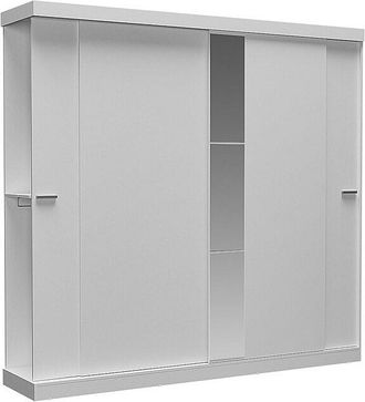 Vente-Unique Armario 2 puertas correderas - Con espejo - Largo 231 cm - Blanco - ADALRIK II