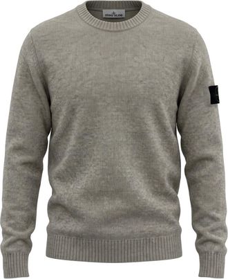 Stone Island Loose-fit trui met ronde hals en contrasterende gebreide details - Heren - Truien - Bruin - Maat: S Wol