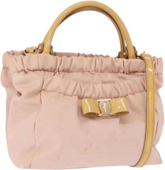 Ferragamo Pre-owned Handbags, female, Pink, Size: ONE SIZE Pre-owned Nylon Handbag