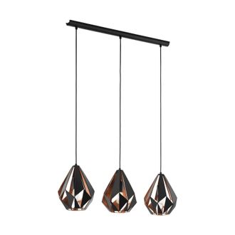 Loops Hanging Ceiling Pendant Light Black Copper Geometric 3x 60W E27 Kitchen Island