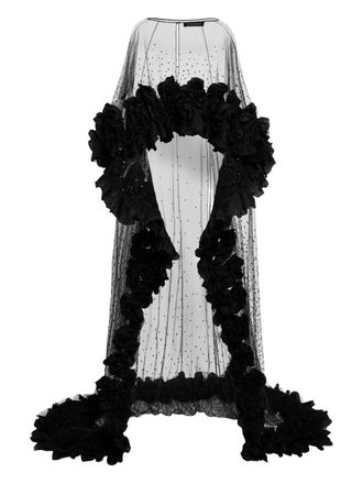 Jenny Packham Abito lungo con ruches - Nero