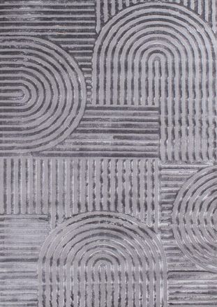 Nazar Rugs Alfombra de pelo corto con motivo geom&eacute;trico - gris - 160x230 cm