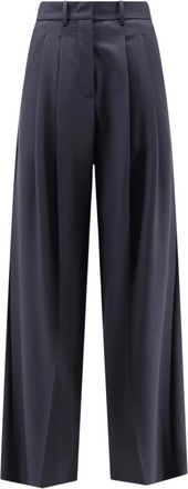 Alysi Wijde Broek - Dames - Wijde Broeken - Blauw - S - Wol - Broeken