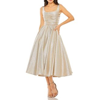 Mac Duggal Square Neck Sleeveless A Line Dress in Oyster at Nordstrom, Size 10