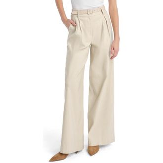 Favorite Daughter The Miranda Wide Leg Linen Blend Pants in Light Khaki at Nordstrom, Size 10