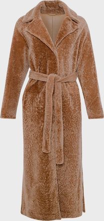 Gorski Reversible Shearling Lamb Belted Long Coat With Side Slits