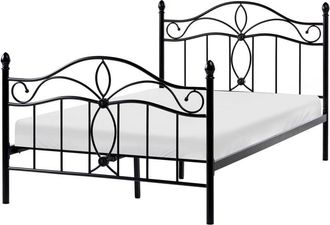 Beliani Cama De Metal Negra 120 X 200 Cm Somier Listones Estilo Vintage Retro Dormitorio Antlia