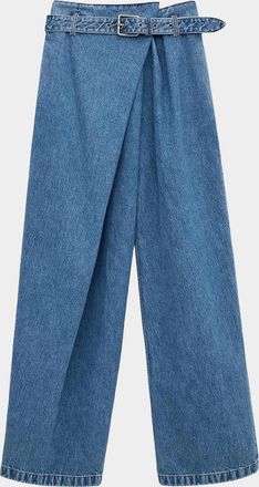 Loewe Draped Washed-Cotton Belted Jeans