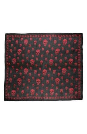 McQ by Alexander McQueen Skull Print Square Scarf in Black Red at Nordstrom Rack