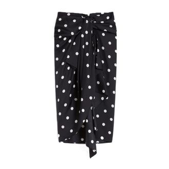 Max Mara Midi Skirts, female, Black, Size: S Knot-front Twill Silk Skirt