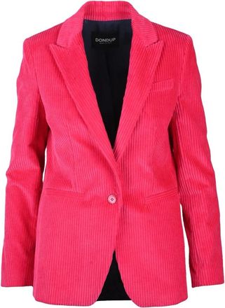 Dondup Fluwelen Lange Jas met Knoopsluiting - Dames - Blazers - Roze - XS - Katoen - Jassen