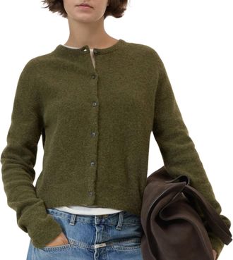 Closed Crew Neck Cardigan In Deep Olive