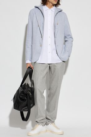 Eleventy Jacket With Detachable Hood, Mens, Grey