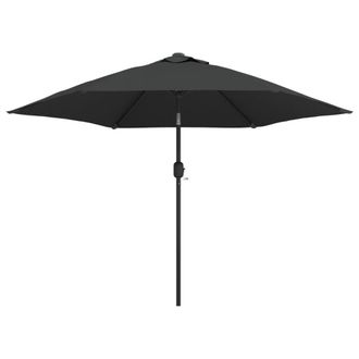Berkfield Home Outdoor Parasol with LED Lights & Steel Pole 300cm Anthracite in Black