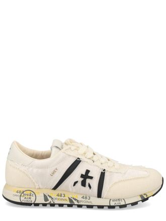 Premiata Lucy Cream Fabric Black Sneakers