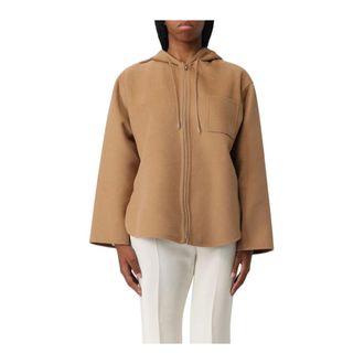 Max Mara Zip-throughs, female, Brown, Size: XS Hooded Zip-Up Jacket
