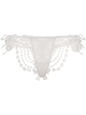 Belle et BonBon Bisoux lace-detail thong - White