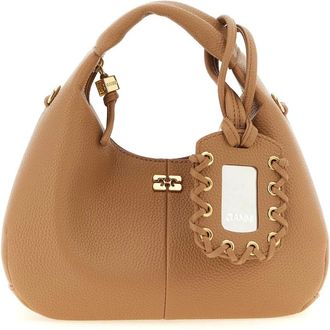 Ganni Borsa Hobo in Pelle - - Bags - Donna - Beige - ONE SIZE