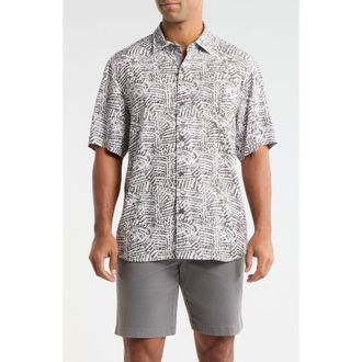 Tommy Bahama Veracruz Cay Sands Island Echo Short Sleeve Button-Up Shirt in Silver Sky at Nordstrom, Size 4Xlt