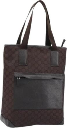 Gucci Pre-owned Canvas Tote Bag - Dames - Vintage Shopper - Bruin - ONE Size - Vintage