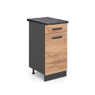 Vicco Mueble Bajo De Cocina R-line, Roble Dorado, 40 Cm, Et Antracita, Vicco