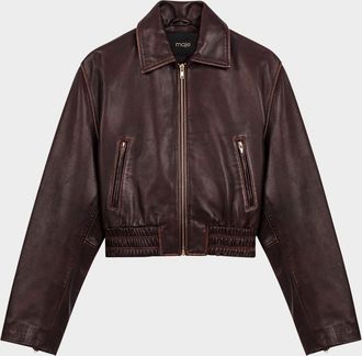 Maje Cropped Leather Jacket