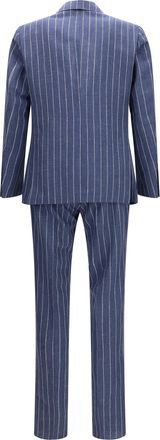 Gi Capri Mens Single-Breasted Pinstripe Suit With Patch Pocket 3 Linen; Fleece Wool Ovis Aries Suits