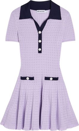 Self Portrait Embellished Pointelle Knitted Mini Dress - Purple - S (UK8-10 / S)
