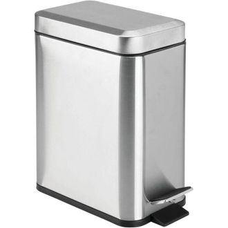 Elle Poubelle Rectangulaire - Acier Inoxydable Bross&eacute; - Couvercle &Agrave; P&eacute;dale - Doublure Amovible - 28 X 14 X 30 Cm - 5 L - Pour Salle De Bain Cuisine Bureau