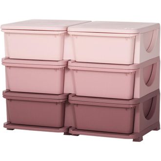 HOMCOM Cassettiera Colorata per Bambini con Bordi Arrotondati in pp Rosa - Homcom