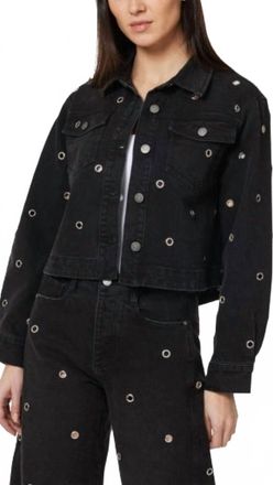 Habitual Embellished Cropped Swingy Oversized Jacket In Black