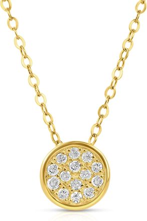 MAX + STONE 10K Yellow Gold Round Solitaire Diamond Necklace With 18 Slip Through Chain