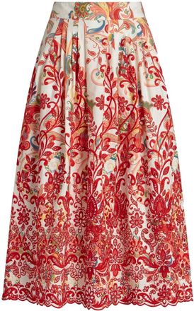 Etro paisley-pattern embroidered midi skirt - women - Cotton/Cotton/Polyester - 38 - White