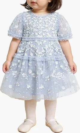 Needle & Thread Garland Ribbon Baby DressBaby in Dusk Blue/cream at Nordstrom, Size 18-24M