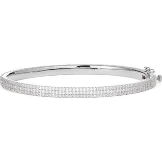 Nordstrom Pav&eacute; Cubic Zirconia Bangle in Clear- Silver at Nordstrom Rack