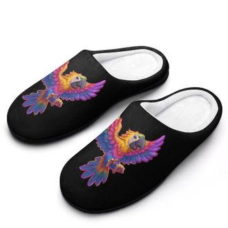 Generic Tie Dye Parrot Mens Slippers Comfortable And Non-slip Cotton Slipper Shoe for House