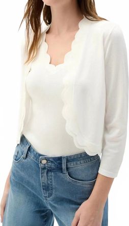 Joseph Ribkoff Scalloped Sweater Knit Bolero In Vanilla